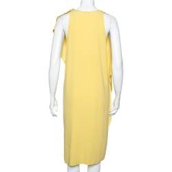 Joseph Yellow Stretch Crepe Ruffled Midi Dress M