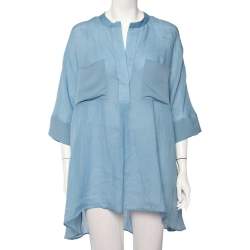 Joseph Blue Ramie Voile Georgette Heather Sheer Tunic M