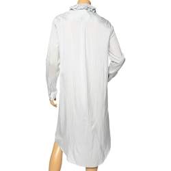 Joseph White-Blue Striped Silk Ruffled Collar Detailed Shirt Dress M 