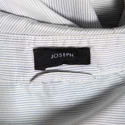 Joseph White-Blue Striped Silk Ruffled Collar Detailed Shirt Dress M 