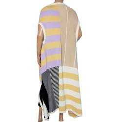 Joseph Multicolored Patchwork Knit Long Cape One Size 
