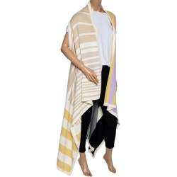 Joseph Multicolored Patchwork Knit Long Cape One Size 