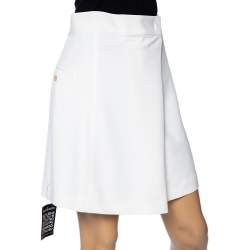 Pre Owned Joseph White Crepe Heavy Silk Drew Faux Wrapped Short Skirt M