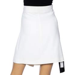 Pre Owned Joseph White Crepe Heavy Silk Drew Faux Wrapped Short Skirt M