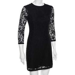 Pre Owned Joseph Black Lace Georgia Sheath Dress M
