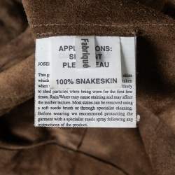Joseph Brown Suede Contrast Trim Detail Collarless Zip Front Jacket L