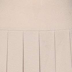 Joseph Beige Crepe Pleated Hem Sleeveless Dress M