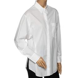 Pre Owned Joseph White Cotton Gibson Chintz Button Front Shirt S