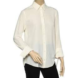 Pre Owned Joseph Cream Rem Silk Long Sleeve Shirt S