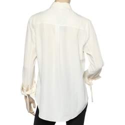Pre Owned Joseph Cream Rem Silk Long Sleeve Shirt S