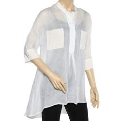 مملوكة مسبقًا تونيك جوزيف قطن وحرير أبيض حافة كبيرة جداً مقاس وسط