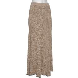 Joseph Beige Patterned Ribbed Knit Sally Fluted Maxi Skirt L
