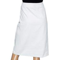 Pre Owned Joseph White Glittered Cotton Knee Length Skirt M