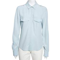Joseph Light Blue Silk Button Front Shirt L