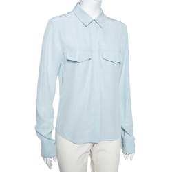 Joseph Light Blue Silk Button Front Shirt L