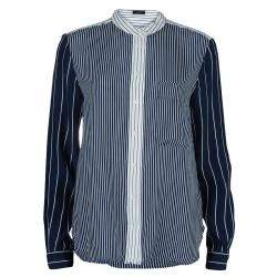 Pre Owned Joseph Blue and White Striped Long Sleeve Silk Shirt S