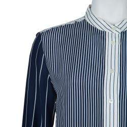 Pre Owned Joseph Blue and White Striped Long Sleeve Silk Shirt S