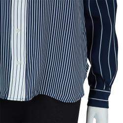 Pre Owned Joseph Blue and White Striped Long Sleeve Silk Shirt S