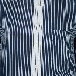 Pre Owned Joseph Blue and White Striped Long Sleeve Silk Shirt S