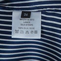 Pre Owned Joseph Blue and White Striped Long Sleeve Silk Shirt S