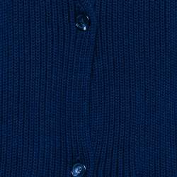 Pre Owned كارديغان جوسيف تريكو مزخرف أزرق كحلي بلا أكمام طويل مقاس كبير ( لارج )