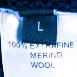 Pre Owned كارديغان جوسيف تريكو مزخرف أزرق كحلي بلا أكمام طويل مقاس كبير ( لارج )