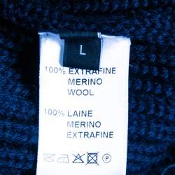 Pre Owned كارديغان جوسيف تريكو مزخرف أزرق كحلي بلا أكمام طويل مقاس كبير ( لارج )