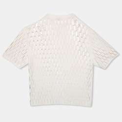 Joseph White Slit Stretch Knit Ribbed Crew Neck Top M