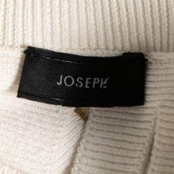 Joseph White Slit Stretch Knit Ribbed Crew Neck Top M