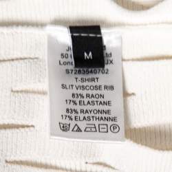 Joseph White Slit Stretch Knit Ribbed Crew Neck Top M