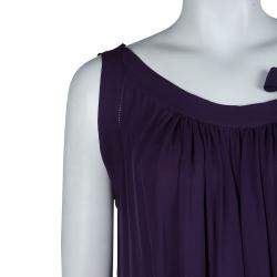 Pre Owned Joseph Purple Silk Gathered Sleeveless Dress S