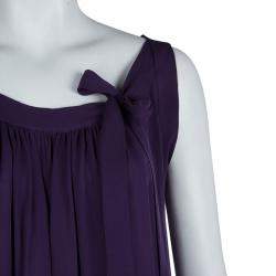 Pre Owned Joseph Purple Silk Gathered Sleeveless Dress S