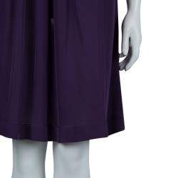 Pre Owned Joseph Purple Silk Gathered Sleeveless Dress S