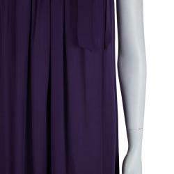 Pre Owned Joseph Purple Silk Gathered Sleeveless Dress S