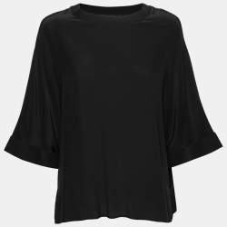 Joseph Black Silk Crepe Crewneck Top M