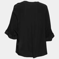 Joseph Black Silk Crepe Crewneck Top M