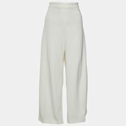 Joseph White Crepe Wide Leg Trousers L/Waist 32"