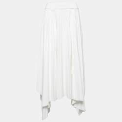 Joseph White Crepe Asymmetric Pleated Skirt M