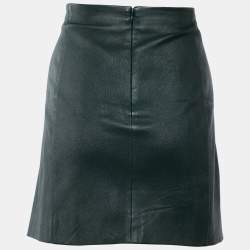 Pre Owned Joseph Dark Green Leather Stretch Mini Skirt M