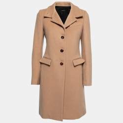 Joseph Camel Brown Wool & Cashmere Single-Breasted Coat M  