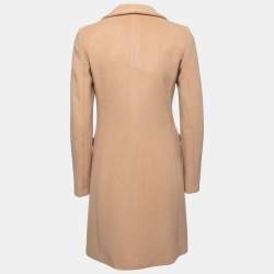 Joseph Camel Brown Wool & Cashmere Single-Breasted Coat M  