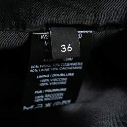Joseph Black Wool Detachable Fur Collar Mid-Length Coat S   