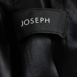 Joseph Black Wool Detachable Fur Collar Mid-Length Coat S   