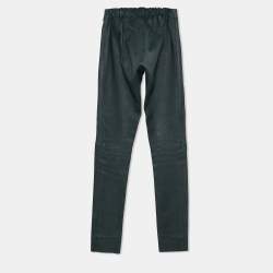 Pre Owned Joseph Dark Green Leather Skinny Leggings S