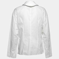 Joseph White Cotton Contrast Trim Detail Button Front Shirt M
