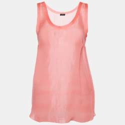 Pre Owned Joseph Neon Pink Silk Voile Sheer Tank Top M