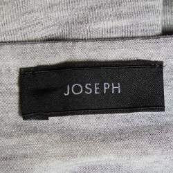 مملوكة مسبقًا Joseph Grey Stretch Knit Velvet Trim Long Sleeve Top S 