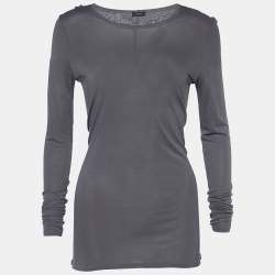 Pre Owned Joseph Grey Round Neck Long Sleeve Top S