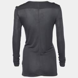 Pre Owned Joseph Grey Round Neck Long Sleeve Top S