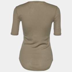 Pre Owned Joseph Beige Cotton Cashmere Rib Knit Top S